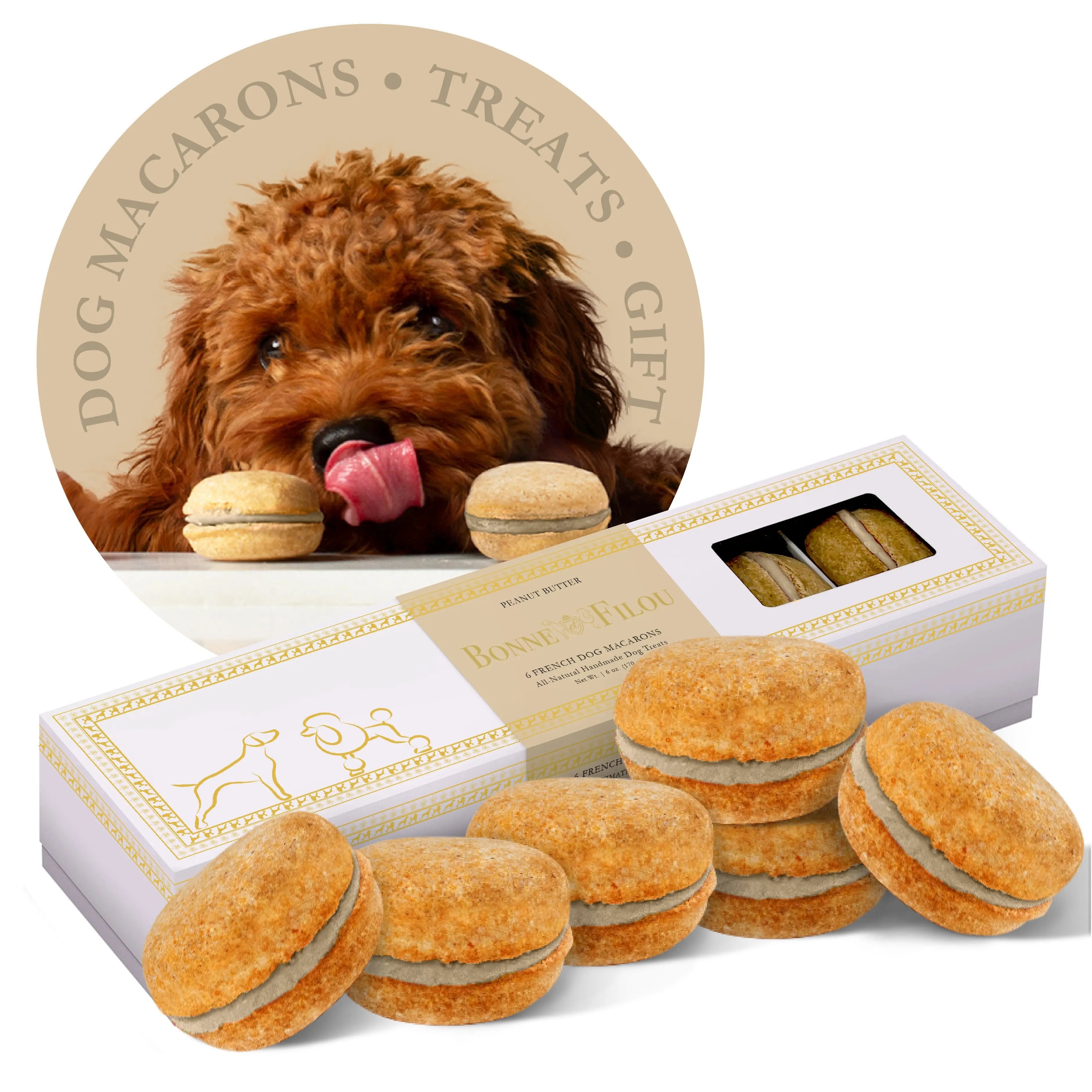 Peanut butter dog macarons