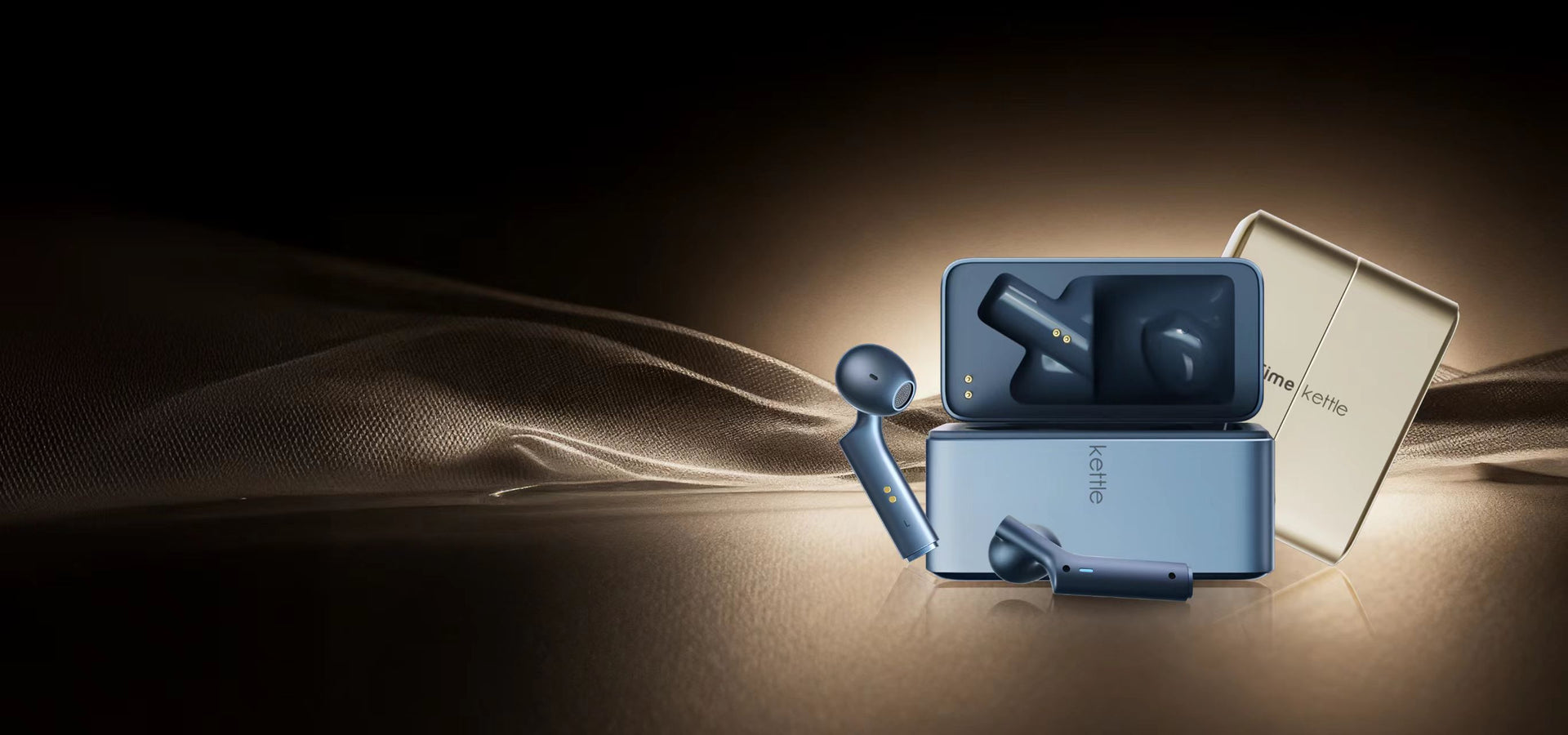 Timekettle W4 AI Interpreter Earbuds in Midnight Blue with charging case